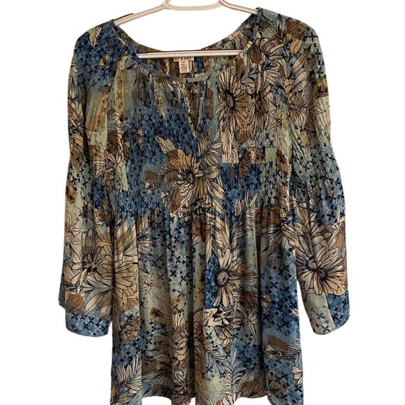 Spense Babydoll Blue Floral Dress with Smocking Size M Y2K - Picture 1 of 5